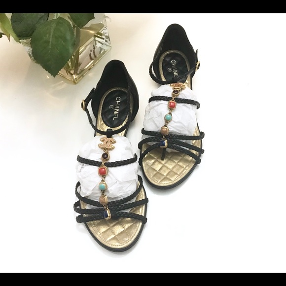 ♦️sold♦️Auth $995 Chanel leather jewelry sandals - Picture 3 of 6